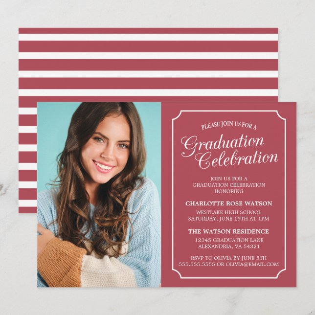 CLASSY CHIC ELEGANT GRADUATION PARTY INVITATION (Front/Back)