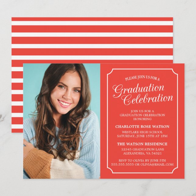 CLASSY CHIC ELEGANT GRADUATION PARTY INVITATION (Front/Back)