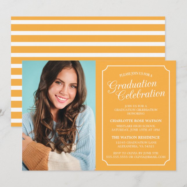 CLASSY CHIC ELEGANT GRADUATION PARTY INVITATION (Front/Back)