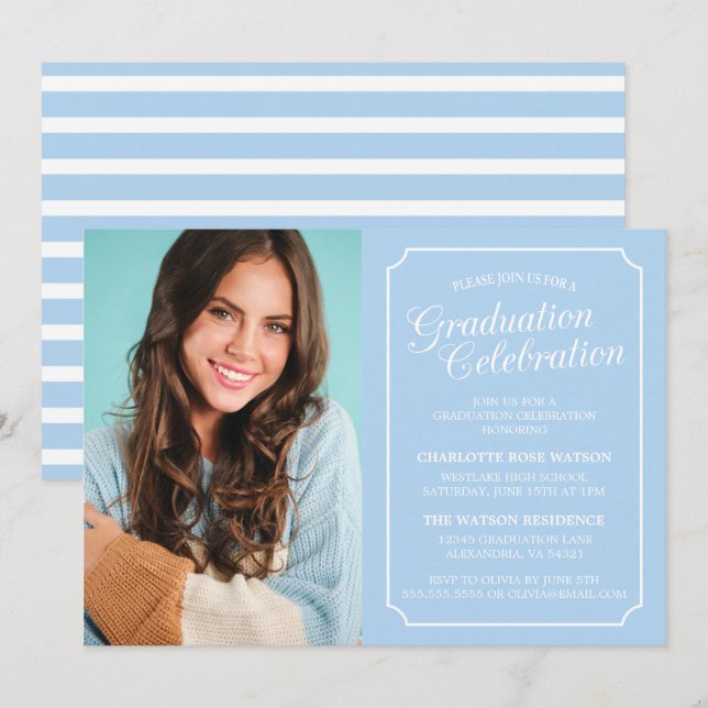 CLASSY CHIC ELEGANT GRADUATION PARTY INVITATION (Front/Back)