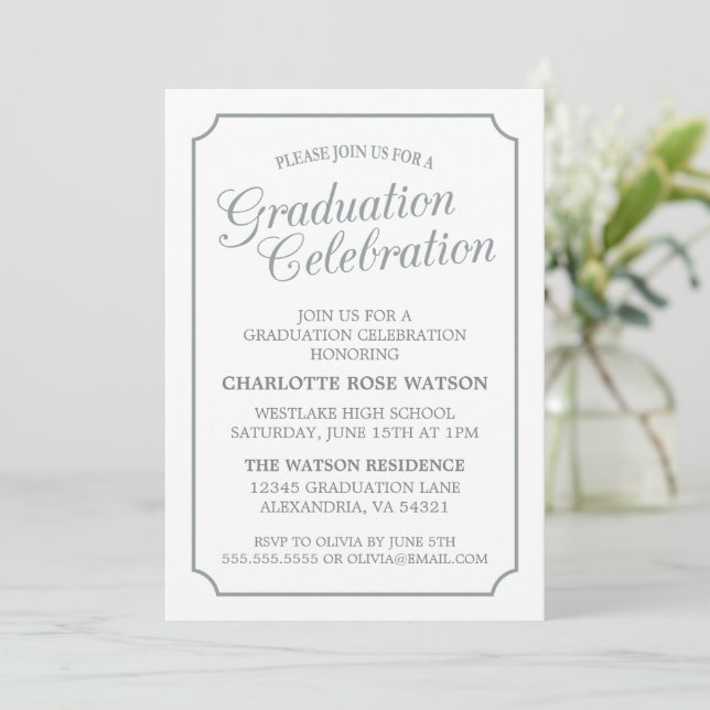 CLASSY CHIC ELEGANT GRADUATION PARTY INVITATION (Standing Front)