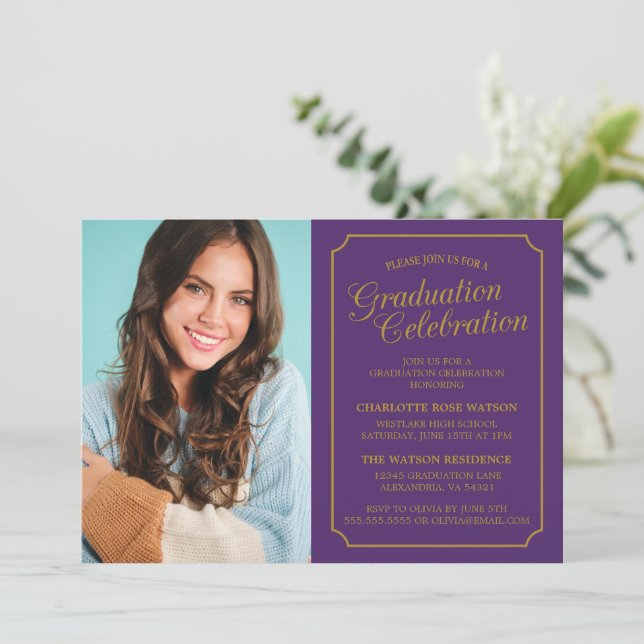 CLASSY CHIC ELEGANT GRADUATION PARTY INVITATION (Standing Front)