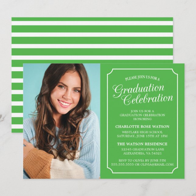 CLASSY CHIC ELEGANT GRADUATION PARTY INVITATION (Front/Back)