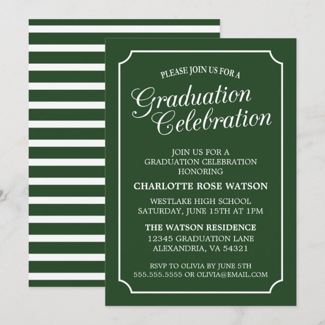 CLASSY CHIC ELEGANT GRADUATION PARTY INVITATION (Front/Back)