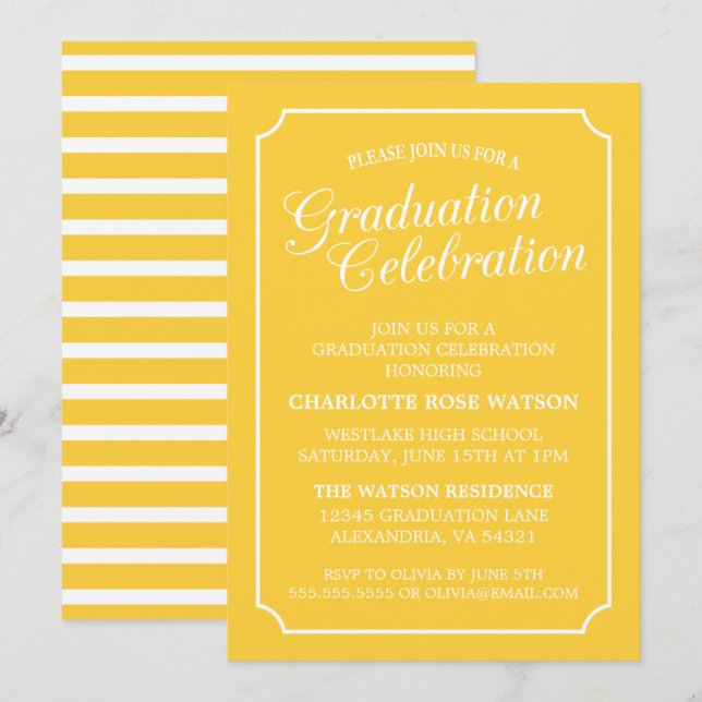 CLASSY CHIC ELEGANT GRADUATION PARTY INVITATION (Front/Back)