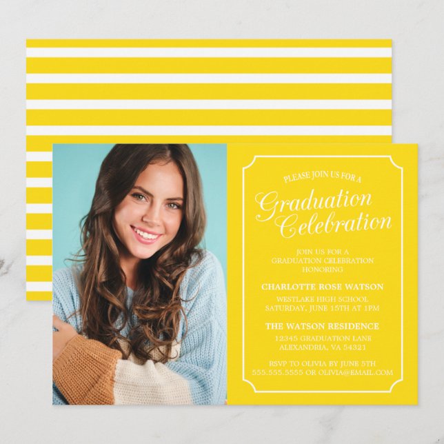 CLASSY CHIC ELEGANT GRADUATION PARTY INVITATION (Front/Back)