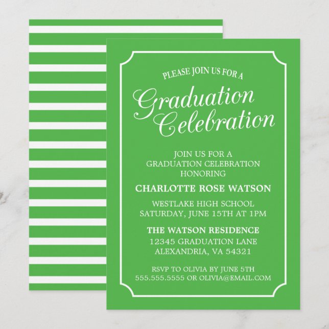 CLASSY CHIC ELEGANT GRADUATION PARTY INVITATION (Front/Back)