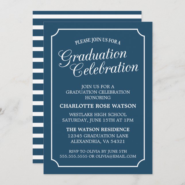 CLASSY CHIC ELEGANT GRADUATION PARTY INVITATION (Front/Back)