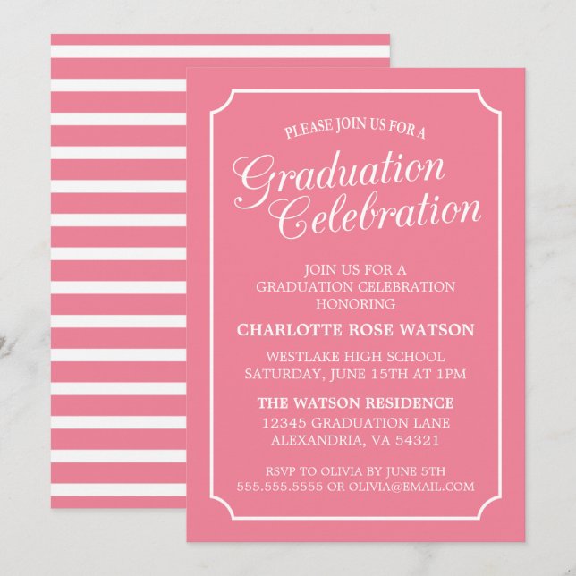 CLASSY CHIC ELEGANT GRADUATION PARTY INVITATION (Front/Back)