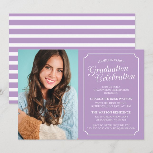 CLASSY CHIC ELEGANT GRADUATION PARTY INVITATION (Front/Back)