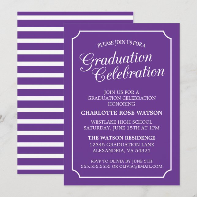 CLASSY CHIC ELEGANT GRADUATION PARTY INVITATION (Front/Back)