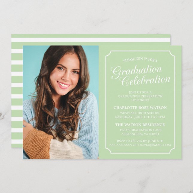 CLASSY CHIC ELEGANT GRADUATION PARTY INVITATION (Front/Back)