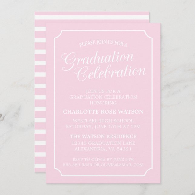 CLASSY CHIC ELEGANT GRADUATION PARTY INVITATION (Front/Back)