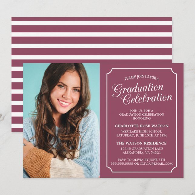 CLASSY CHIC ELEGANT GRADUATION PARTY INVITATION (Front/Back)