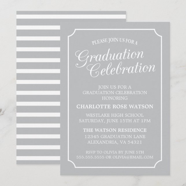 CLASSY CHIC ELEGANT GRADUATION PARTY INVITATION (Front/Back)