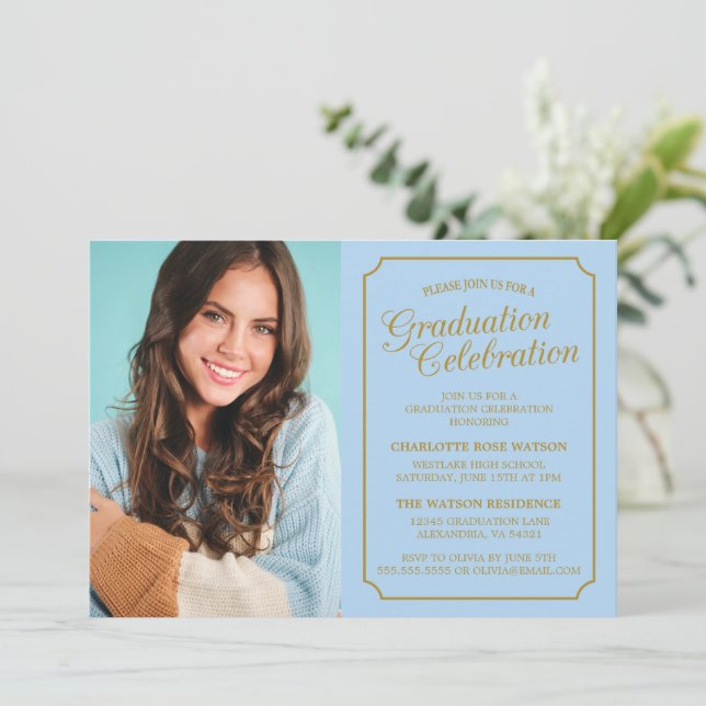 CLASSY CHIC ELEGANT GRADUATION PARTY INVITATION (Standing Front)