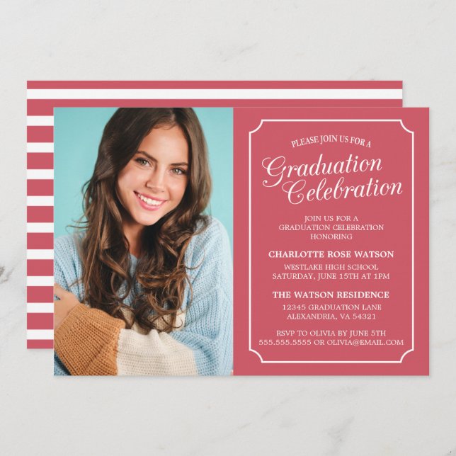 CLASSY CHIC ELEGANT GRADUATION PARTY INVITATION (Front/Back)