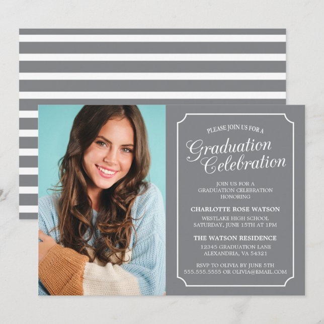 CLASSY CHIC ELEGANT GRADUATION PARTY INVITATION (Front/Back)