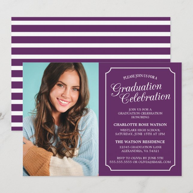 CLASSY CHIC ELEGANT GRADUATION PARTY INVITATION (Front/Back)