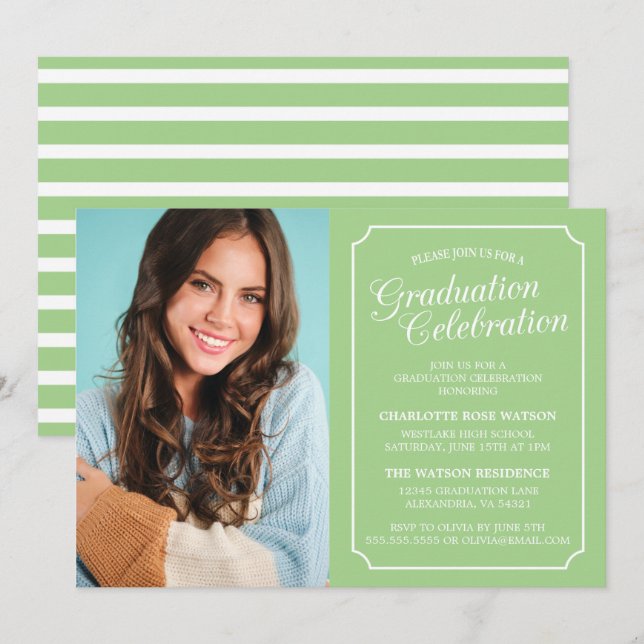 CLASSY CHIC ELEGANT GRADUATION PARTY INVITATION (Front/Back)