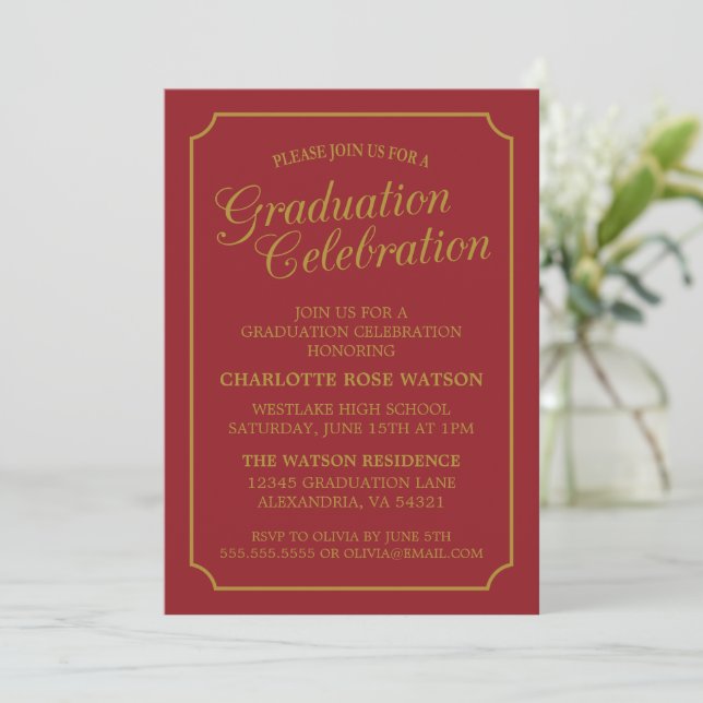 CLASSY CHIC ELEGANT GRADUATION PARTY INVITATION (Standing Front)