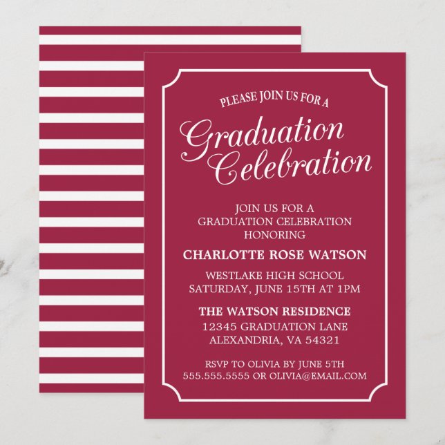 CLASSY CHIC ELEGANT GRADUATION PARTY INVITATION (Front/Back)