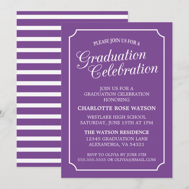 CLASSY CHIC ELEGANT GRADUATION PARTY INVITATION (Front/Back)