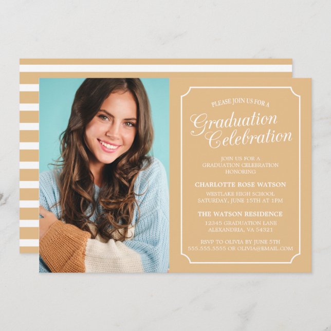 CLASSY CHIC ELEGANT GRADUATION PARTY INVITATION (Front/Back)