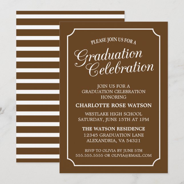 CLASSY CHIC ELEGANT GRADUATION PARTY INVITATION (Front/Back)