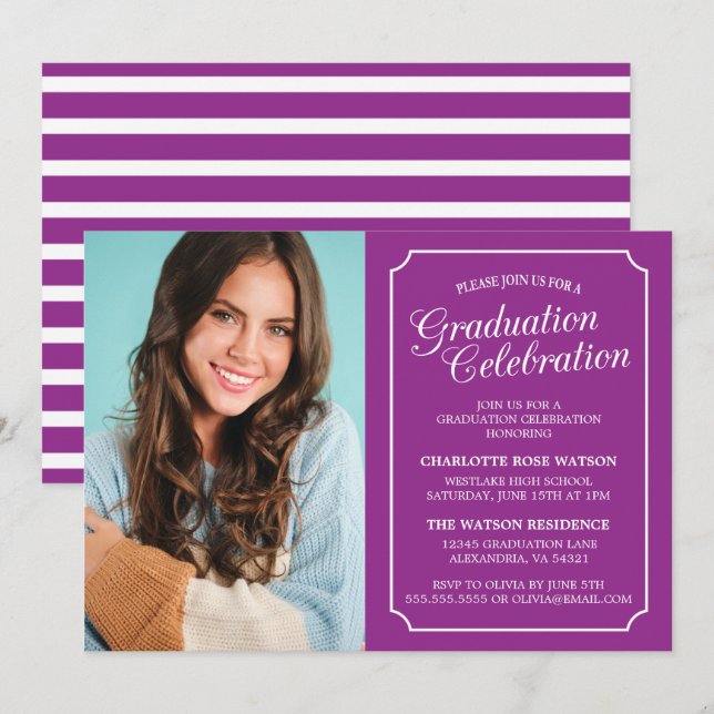 CLASSY CHIC ELEGANT GRADUATION PARTY INVITATION (Front/Back)