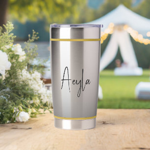 Classy Chic Elegant Modern Black Personalized Insulated Tumbler
