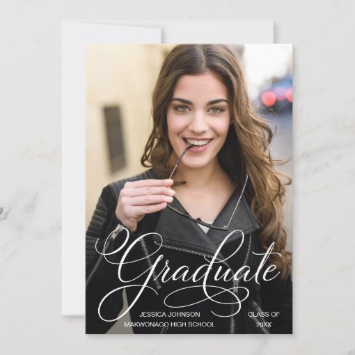 Classy Chic Elegant Script PHOTO Graduation Party Invitation | Zazzle