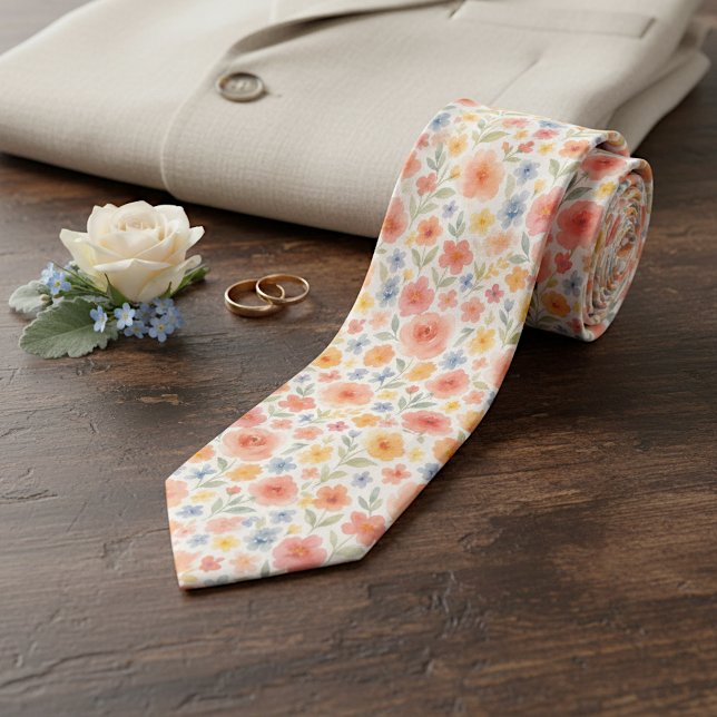 Classy Chic Floral Art Pattern Neck Tie (Creator Uploaded)