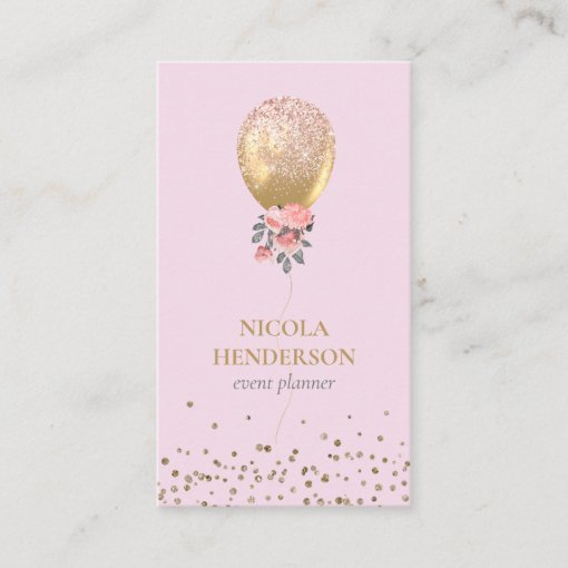 Classy Chic Gold & Pink Glitter Event Planner Business Card Zazzle