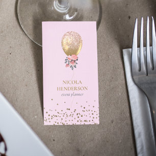 Classy Chic Gold & Pink Glitter Event Planner Business Card