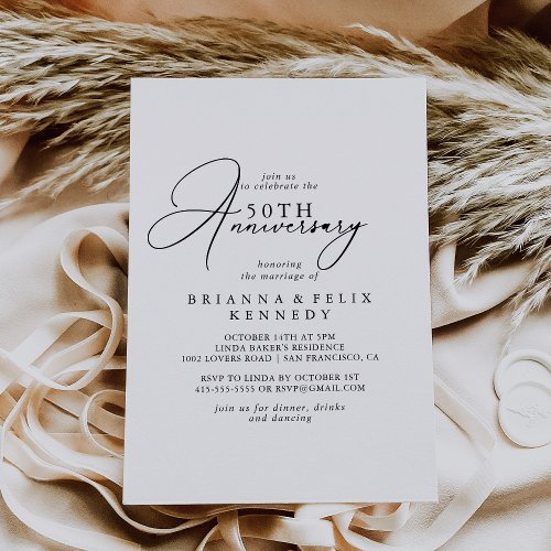 Classy Chic Minimalist 50th Wedding Anniversary Invitation