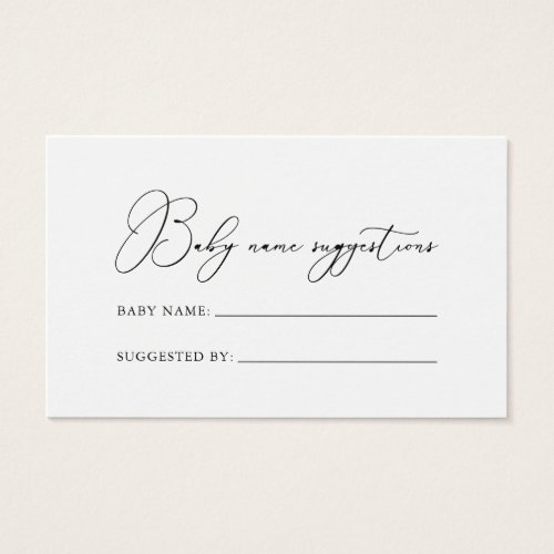 Classy Chic Minimalist Baby Name Suggestions Card