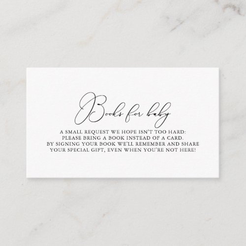 Classy Chic Minimalist Baby Shower Book Request  Enclosure Card