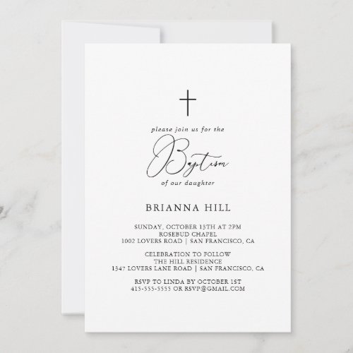 Classy Chic Minimalist Baptism Invitation