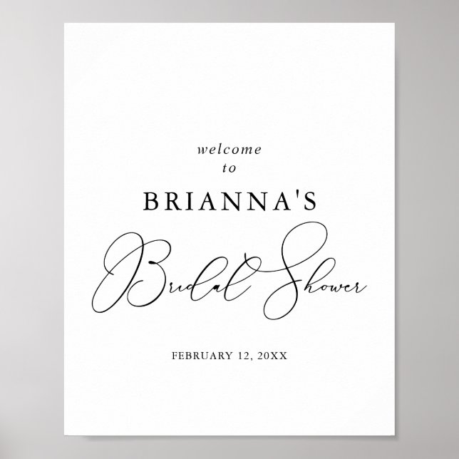 Classy Chic Minimalist Bridal Shower Welcome  Poster (Front)