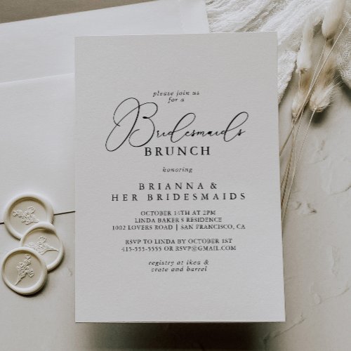 Classy Chic Minimalist Bridesmaids Brunch Shower Invitation