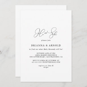 Classy Chic Minimalist He or She Gender Reveal Invitation