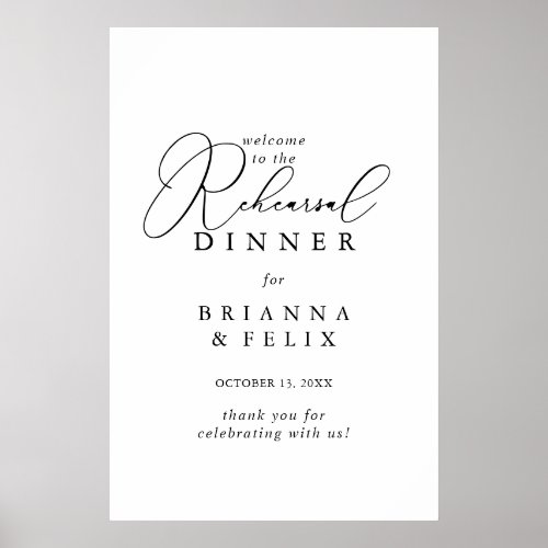 Classy Chic Minimalist Rehearsal Dinner Welcome Poster