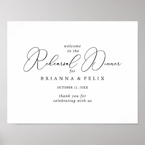 Classy Chic Minimalist Rehearsal Dinner Welcome  Poster