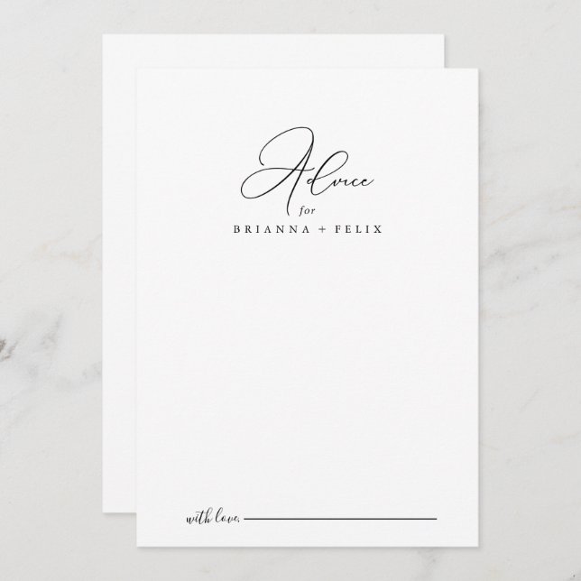 Classy Chic Minimalist Wedding Advice Card (Front/Back)
