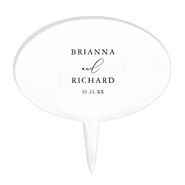 Classy Chic Minimalist Wedding Cake Topper (Front)