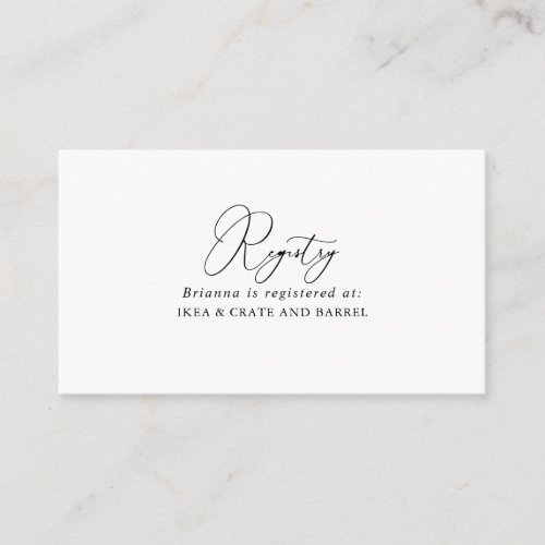 Classy Chic Minimalist Wedding Gift Registry  Enclosure Card