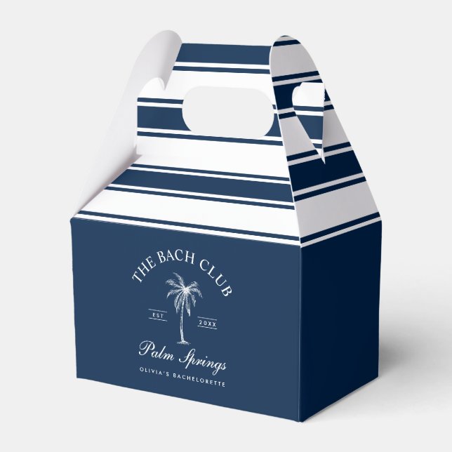 Classy Chic Navy and White Bachelorette Favor Boxes (Front Side)