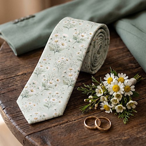 Classy Chic Necktie With Delicate Floral Art