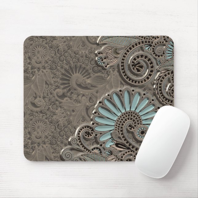 Classy Chic Pretty Damask Paisley Floral Pattern Mouse Pad (With Mouse)